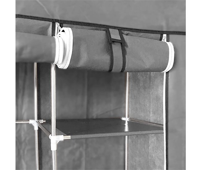Armario Vestidor Tela Con Puertas Cremallera Nyana Home Gris