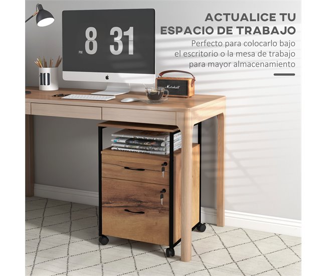 Cajonera de Oficina Melamina de Madera, Acero Vinsetto Marron