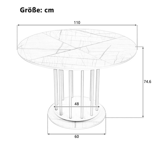 Conjunto mesa redonda mármol Negro