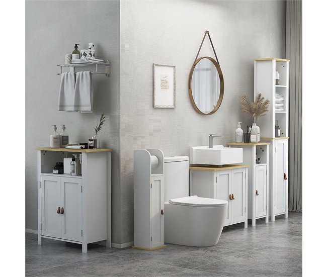 Armario de Baño MDF, Melamina de Madera kleankin, hogar - baño Blanco