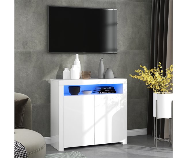 Aparador de panel de partículas con 2 puertas Blanco