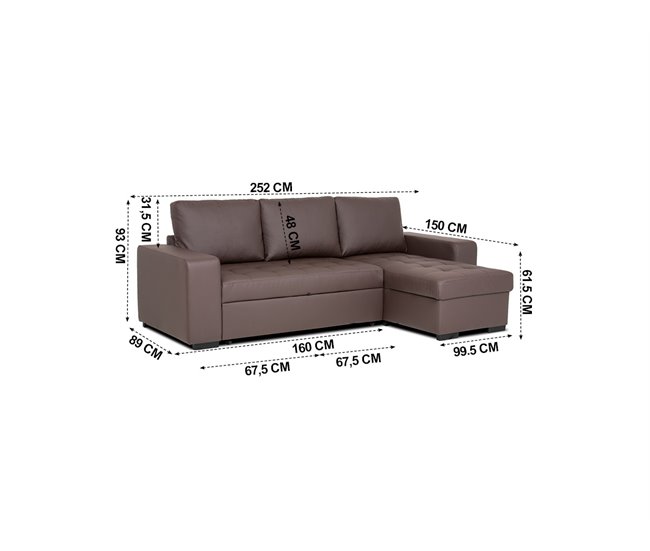 Chaise longue reversible piel sintética con cama HARRY Blanco
