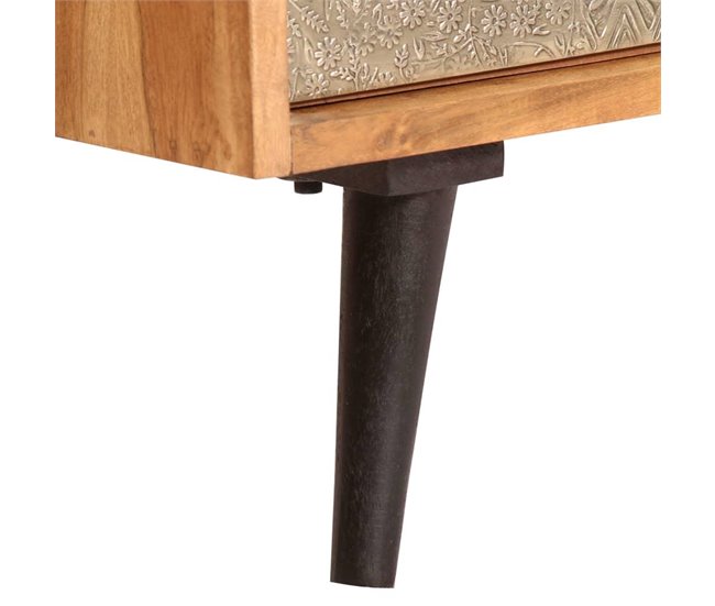 Aparador de madera maciza de acacia 80x30x75 cm con 2 puertas 4402249 Marron