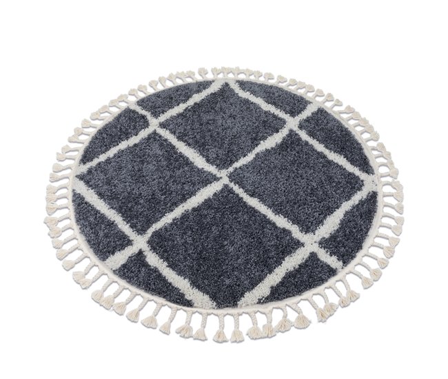 Alfombra BERBER Cuadriculado B5950 Franjas Bereber Marroquí 120x120 Gris