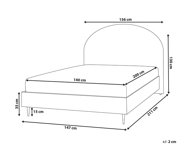 Beliani Cama con somier Poliéster MILLAY 156x211 Blanco/ Beige