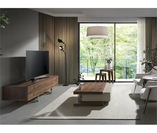 ANGEL CERDA Mueble TV nogal patas acero Nogal