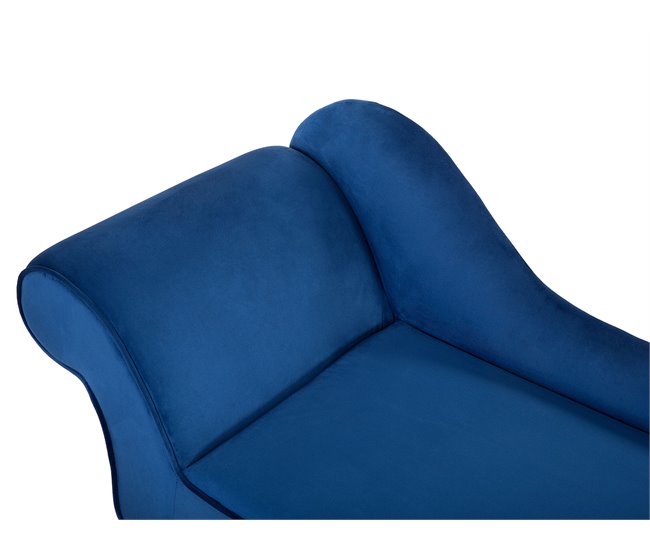 Beliani Chaise longue izquierdo Terciopelo BIARRITZ Azul Marino