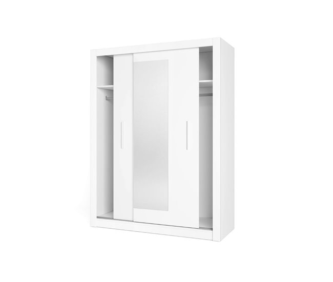 Armario Sava  puertas correderas con espejo sahara 114 Blanco