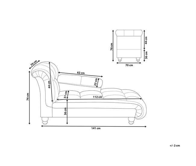 Beliani Chaise longue Poliéster LORMONT Gris Oscuro