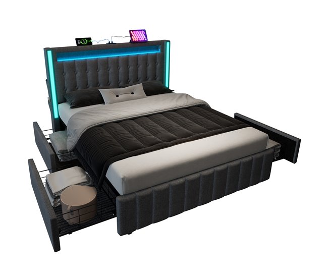 Camas de matrimonio 149x209 Gris