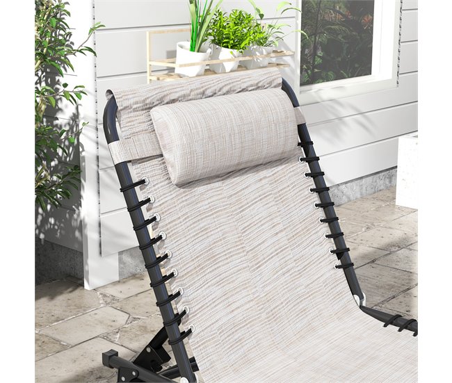 Tumbona Reclinable Acero, PVC Outsunny, deportes y ocio - playa Azul Claro