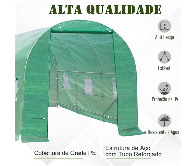 Invernadero de Jardín PE Outsunny Verde