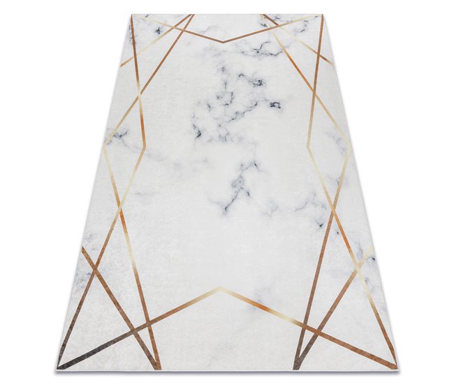 Alfombra lavable ANDRE 1220 Mármol Geométrico 80x150 Blanco/ Gris