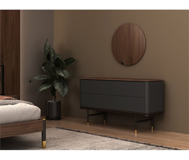 Cómoda madera, acero 7172 Gris Oscuro