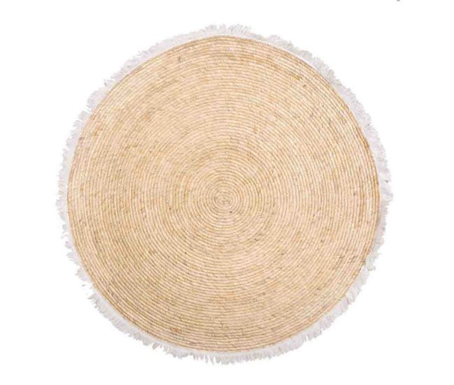 Alfombra fibra natural tejido artesanal 100x100 Beige