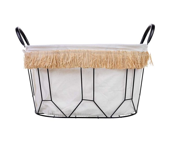 Cesto de metal y tela Blanco