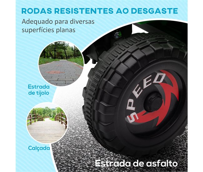 Quad Eléctrico Infantil PP, Metal HOMCOM Verde
