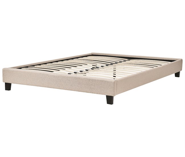 Beliani Cama con somier Poliéster ROANNE 169x211 Beige