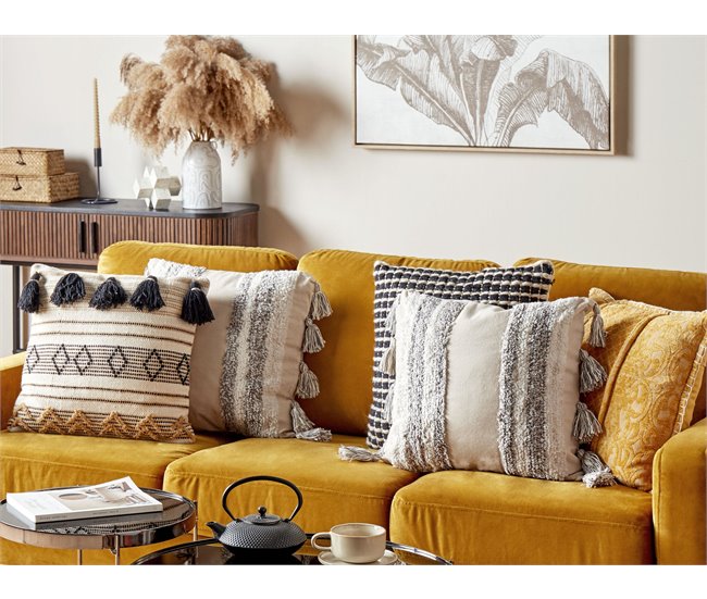 Beliani Cojín decorativo HELICONIA Gris
