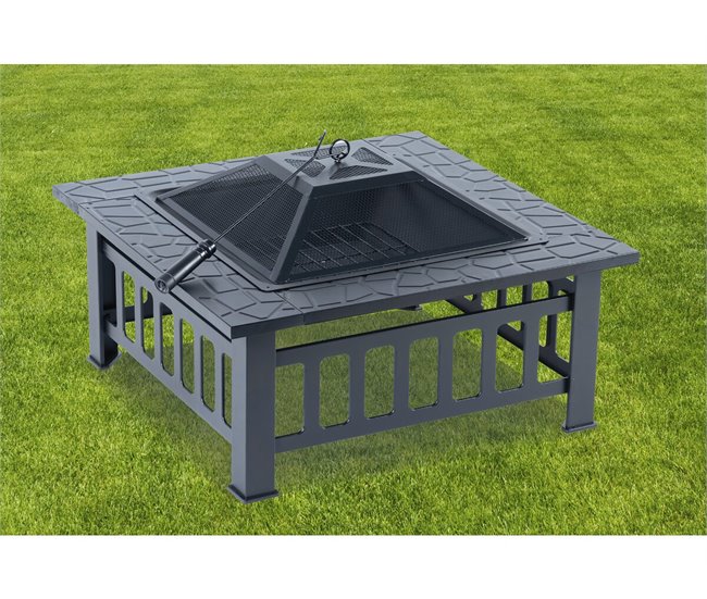 Barbacoa 3 en 1 con tapa anti-brasas «Flaméo» Negro