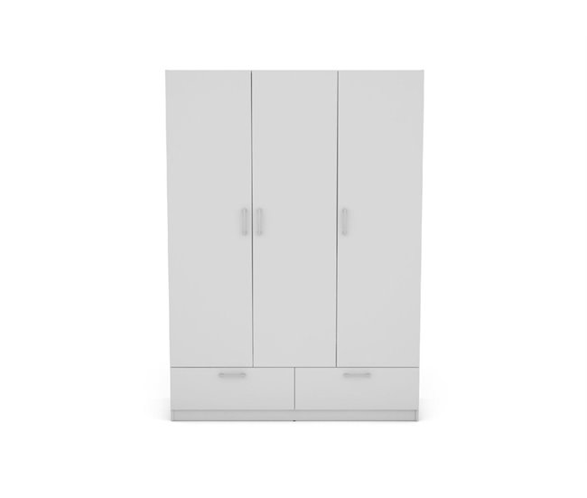 Armario OSLO puertas batientes y 2 cajones144x200cm blanco Blanco