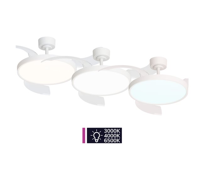 Ventilador techo JULIA M retractil led motor DC  Blanco