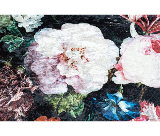 Alfombra lavable ANDRE 1629 flores vintage 120x170 Negro