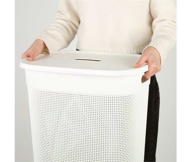 Curver Cesto de ropa sucia Filo 55L con tapa Blanco