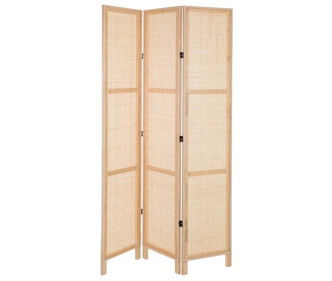 Parabán de madera y rejilla Marron
