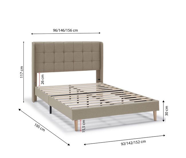 Estructura de Cama tapizada Esther 90x190 Beige