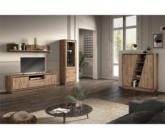 Vitrina alta 1 puerta 4 estantes HELSINKI Madera