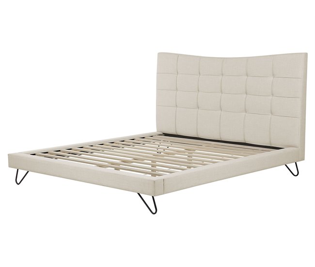 Beliani Cama con somier Poliéster LANNION 183x223 Beige