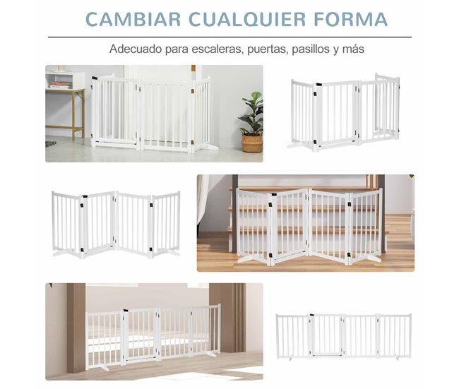 Barrera para Perros Madera de Pino PawHut Blanco