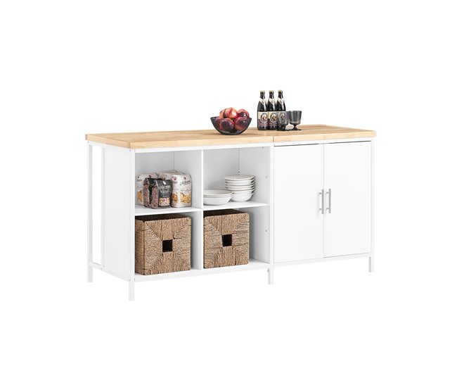 Aparador de Almacenamiento KNL09-WN SoBuy ES Blanco/ Madera