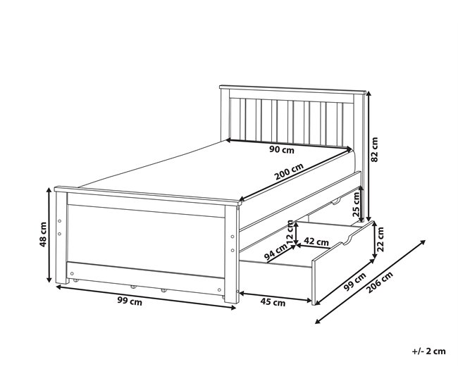 Beliani Cama con cajones Madera de pino OLENDON 99x206 Blanco
