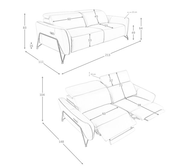 ANGEL CERDA Sofá relax 3 plazas piel Arena