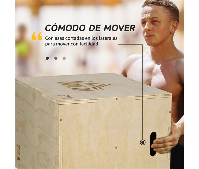 Caja Pliométrica Madera de Haya HOMCOM, ferretería - seguridad Marron