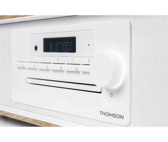 Radio CD Bluetooth MP3 inducción Thomson Blanco/ Madera