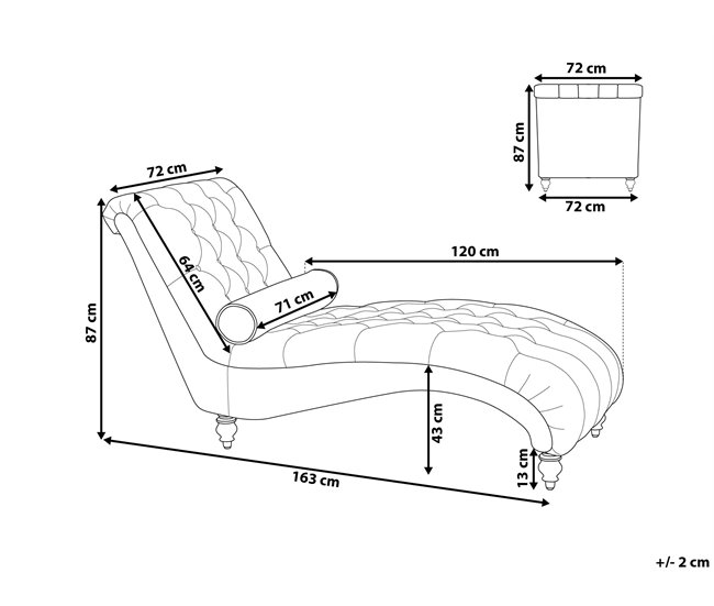 Beliani Chaise longue Terciopelo MURET Mostaza