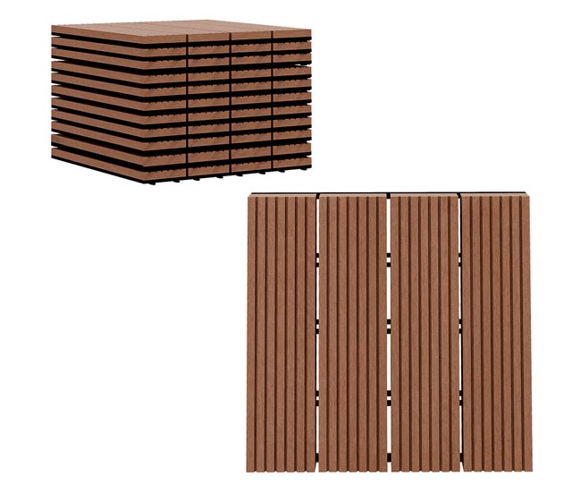 Baldosas de Exterior HDPE Outsunny Marron