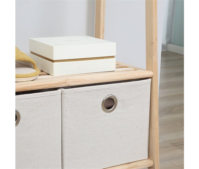 Perchero con Zapatero Madera de Abeto, Poliéster HOMCOM Marron