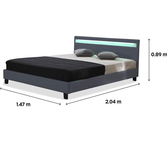 Cama LED 140x190 Gris