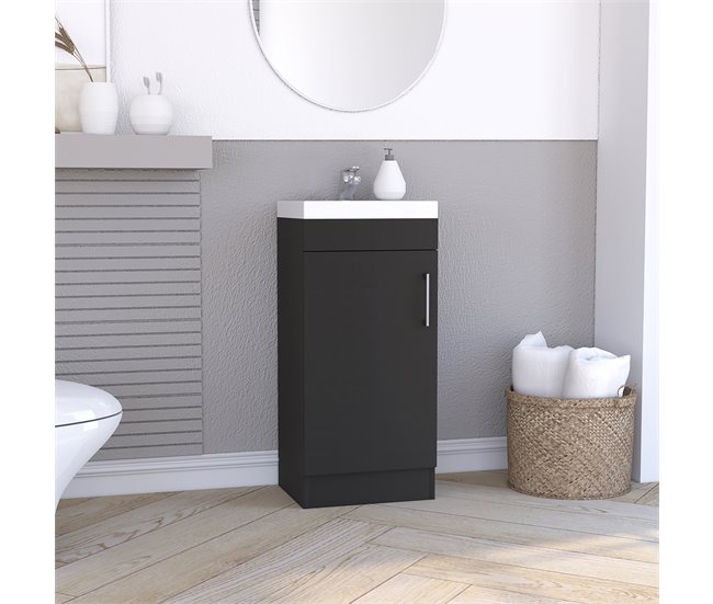 Mueble de Baño con Lavabo Madrid, con armario de almacenamiento. Negro