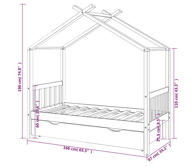Estructura De Cama Infantil 166x87 Marron