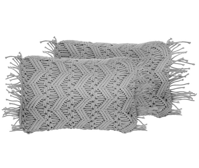 Beliani Cojín decorativo KIRIKKALE Gris Claro
