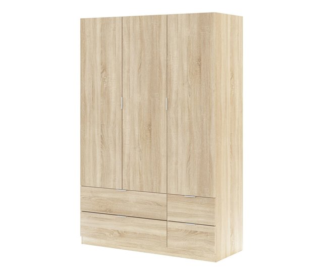 Armario 3 puertas efecto madera Roble