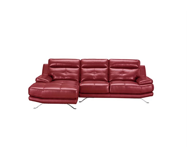 Chaise longue de piel HAWAI Rojo