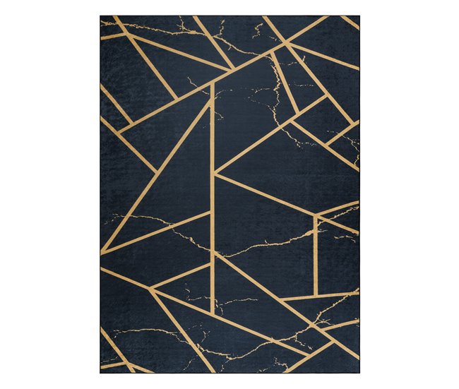 Alfombra lavable ANDRE 1222 Mármol Geométrico 80x150 Negro
