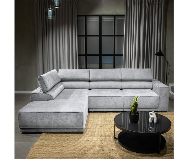 Rinconera con cama MACK izquierda 4 plazas gris claro Gris Claro