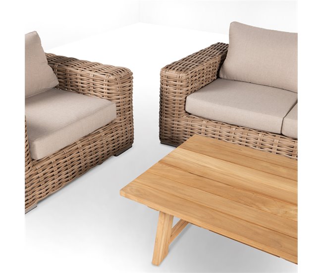 Set de jardín BALI con mesa 1 sofá y 2 sillones Natural